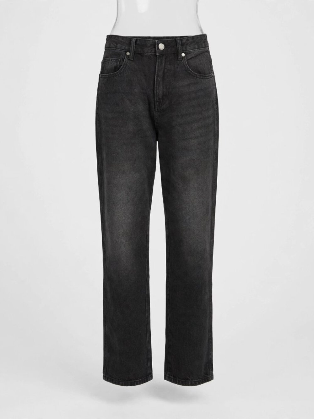 Size 7 Unbranded Washed Black Straight Leg Juniors Jeans NWT